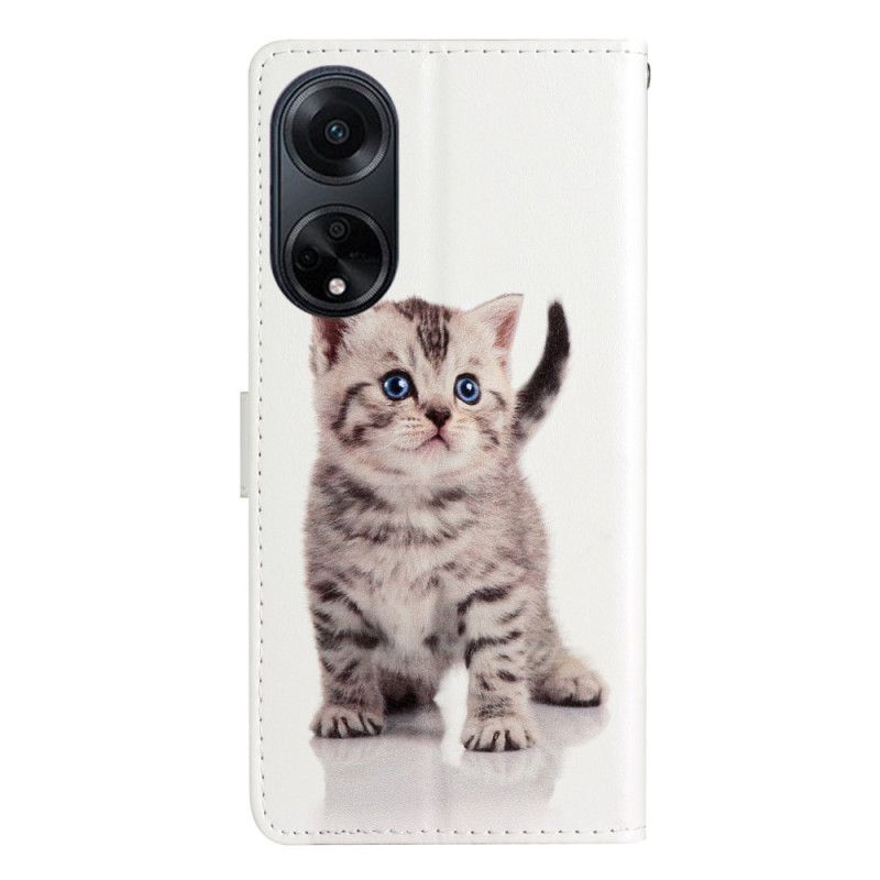 Lederhüllen Oppo A98 5g Süße Katze Mit Riemen