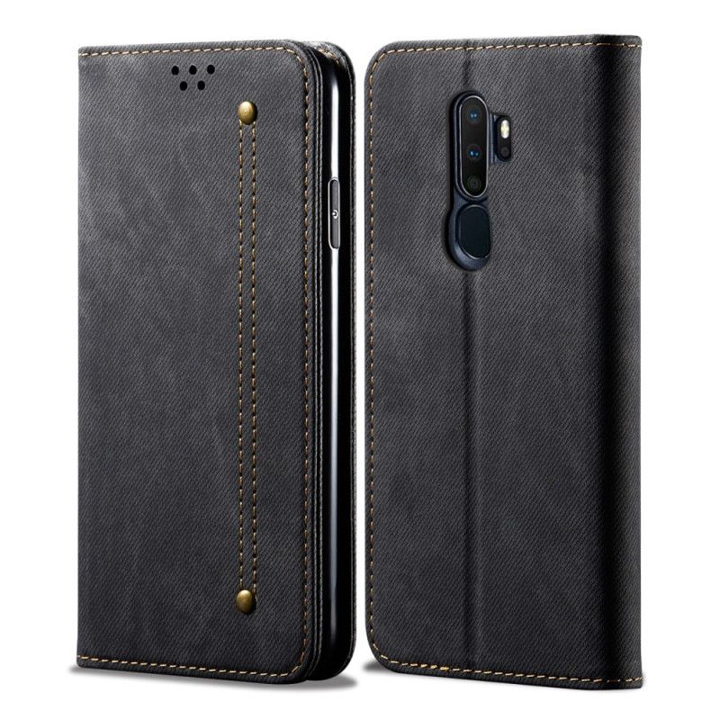 Flip Case Oppo A9 2020 Schwarz Jeansstoff