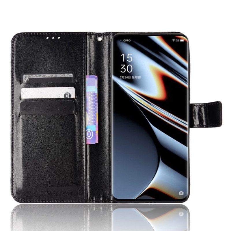 Flip Case Für Oppo Find X5 Pro Auffälliges Kunstleder