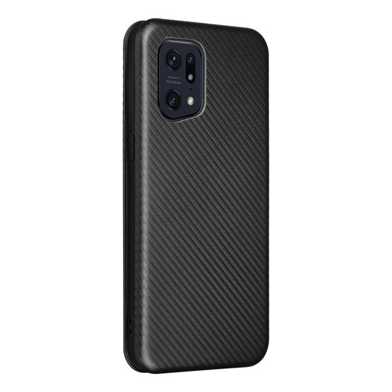 Schutzhülle Für Oppo Find X5 Pro Flip Case Kohlefaser-textur