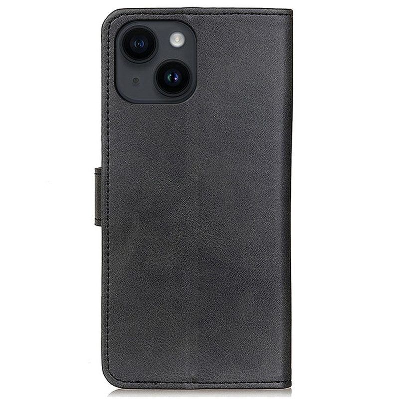 Flip Case Für iPhone 15 Mattes Kunstleder