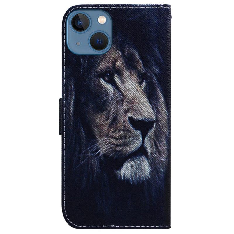 Flip Case Für iPhone 15 Träumender Löwe
