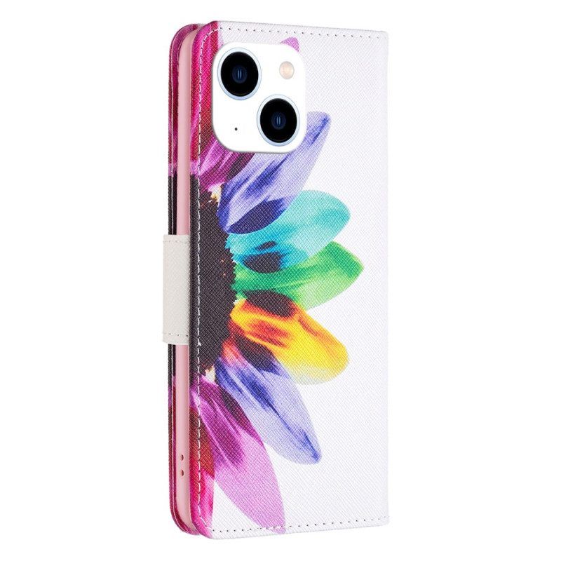 Lederhüllen Für iPhone 15 Aquarellblume