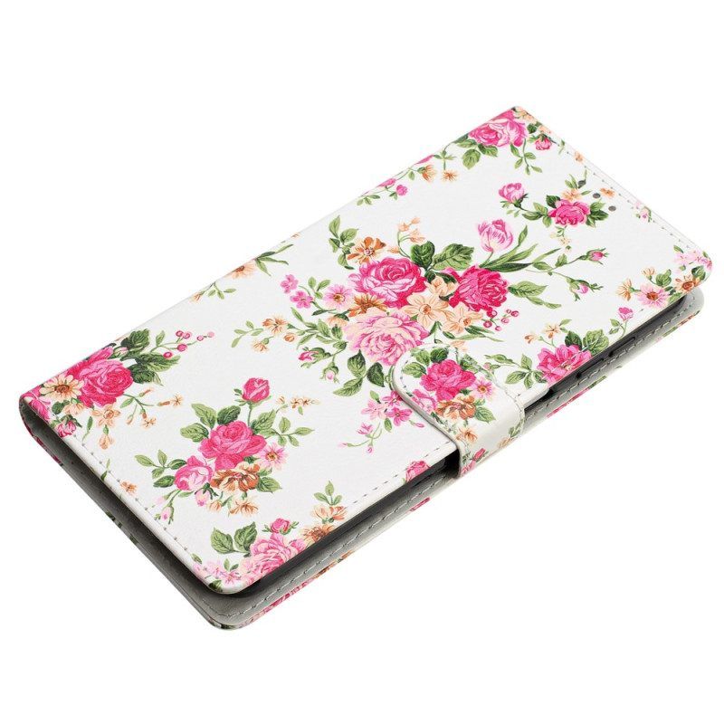 Flip Case Für Oppo Reno 8 Mit Kordel Riemen Liberty Flowers