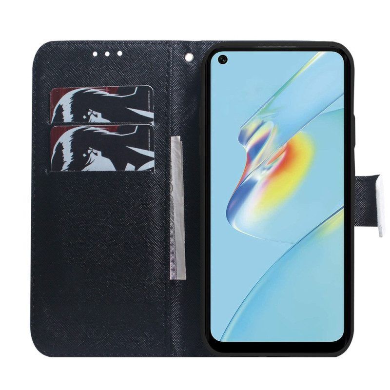 Flip Case Für Oppo Reno 8 Panda Mit Schlüsselband