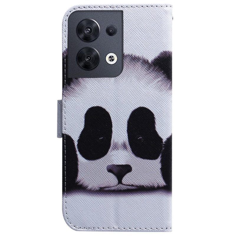 Flip Case Für Oppo Reno 8 Panda Mit Schlüsselband