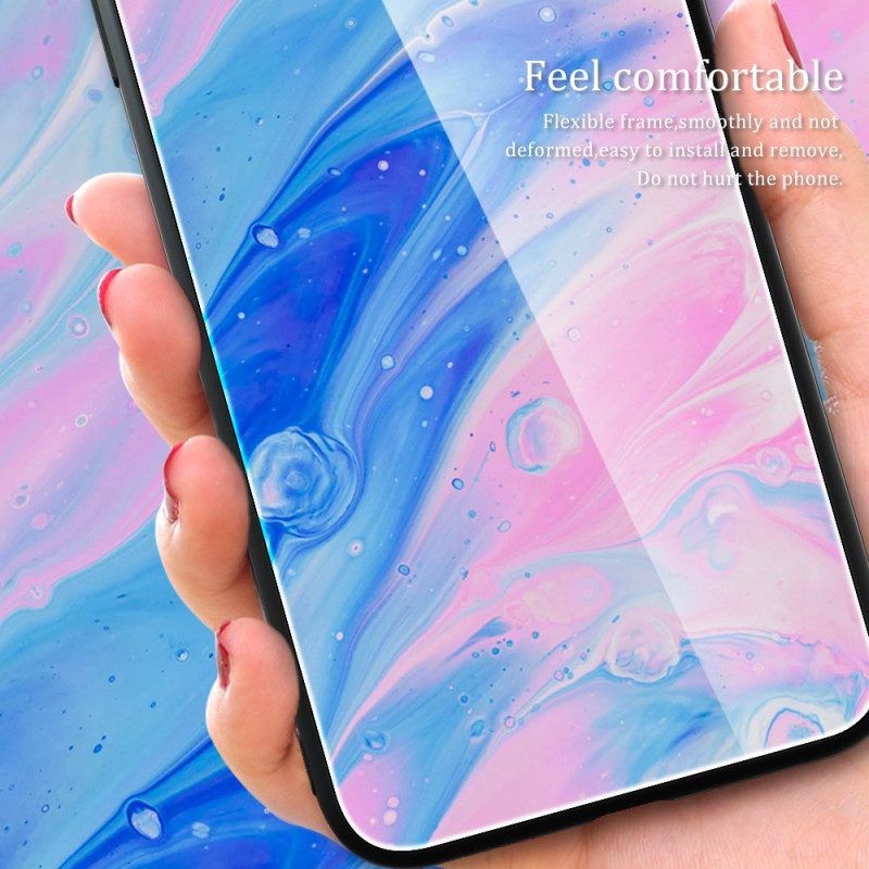 Handyhülle Für Oppo Reno 8 Marmorfarben Gehärtetes Glas