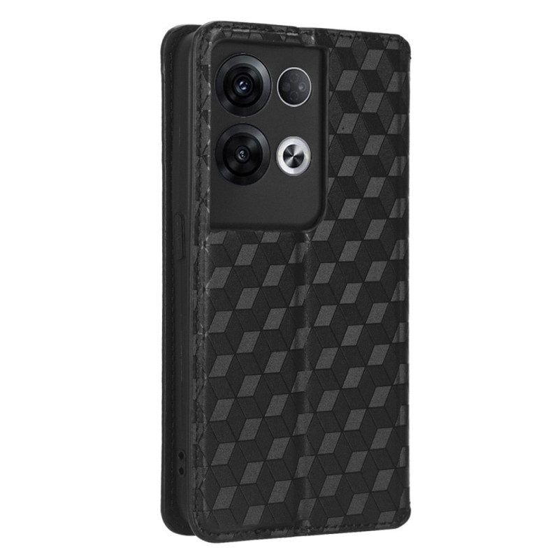 Schutzhülle Für Oppo Reno 8 Flip Case 3d-würfel-ledereffekt