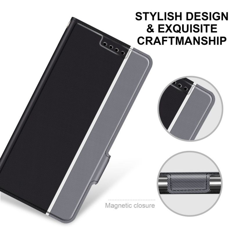 Flip Case Sony Xperia 8 Schwarz Zweifarbiges Kunstleder