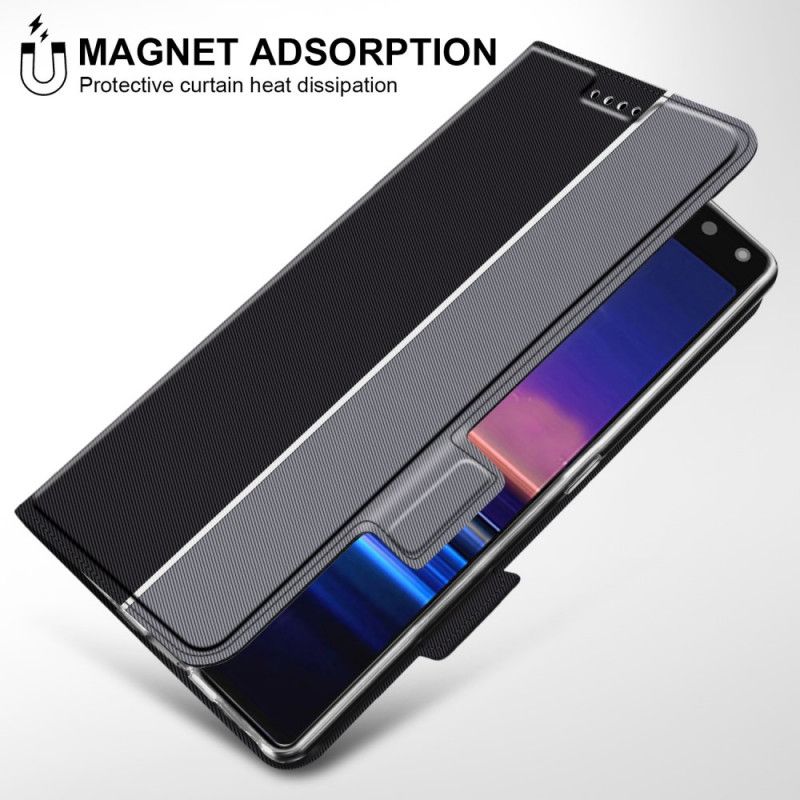 Flip Case Sony Xperia 8 Schwarz Zweifarbiges Kunstleder