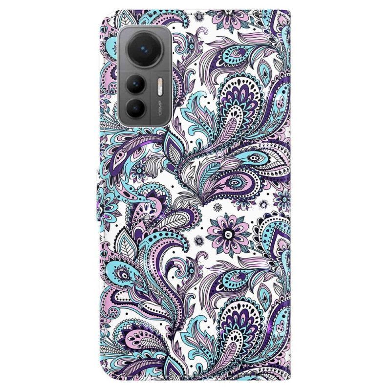 Lederhüllen Für Xiaomi 12 Lite Mit Kordel Riemchen-paisley-muster