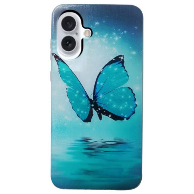 Hülle iPhone 16 Blauer Schmetterling