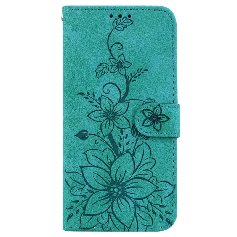 Lederhüllen Für iPhone 16 Blumenmuster Mit Riemen