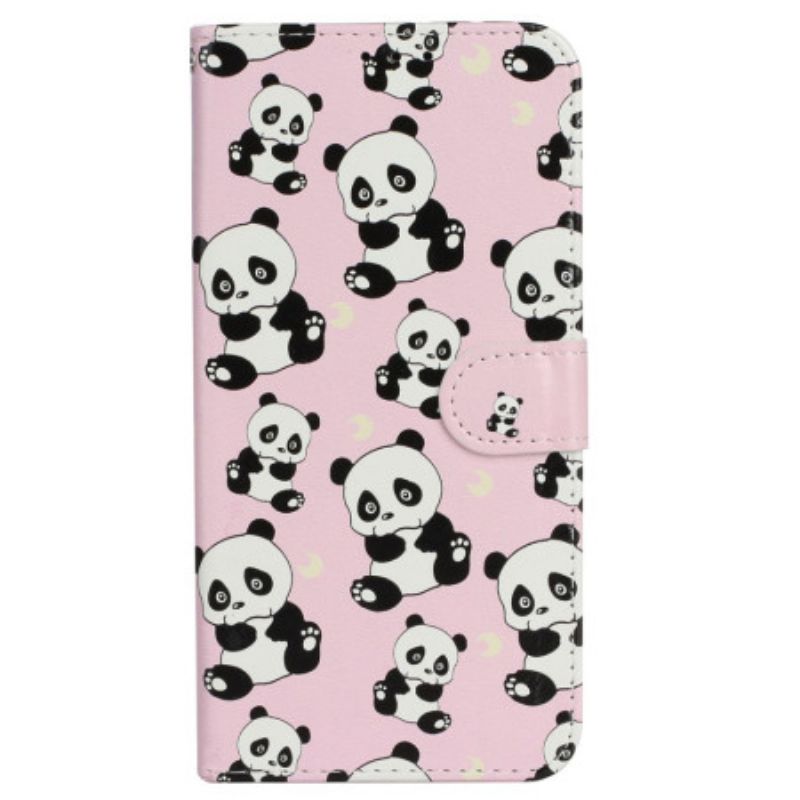 Lederhüllen iPhone 16 Schlüsselband Pandas