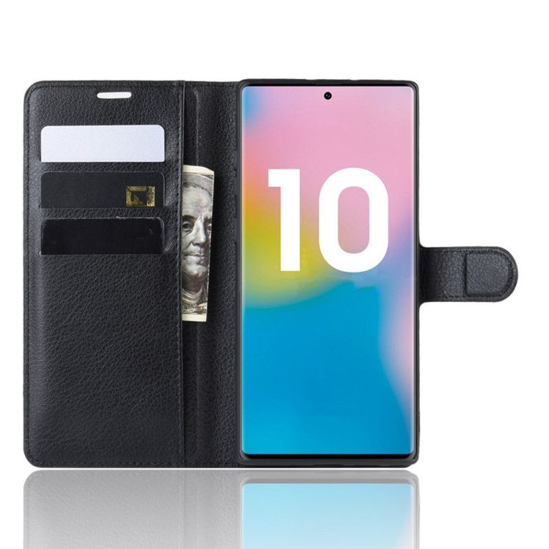 Lederhüllen Für Samsung Galaxy Note 10 Plus Schwarz Klassische Farben