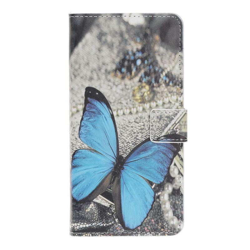 Lederhüllen Samsung Galaxy Note 10 Plus Blauer Schmetterling