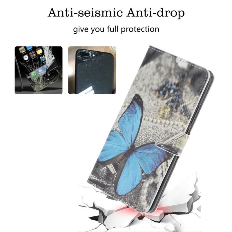 Lederhüllen Samsung Galaxy Note 10 Plus Blauer Schmetterling