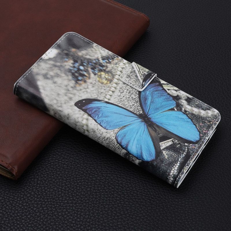 Lederhüllen Samsung Galaxy Note 10 Plus Blauer Schmetterling