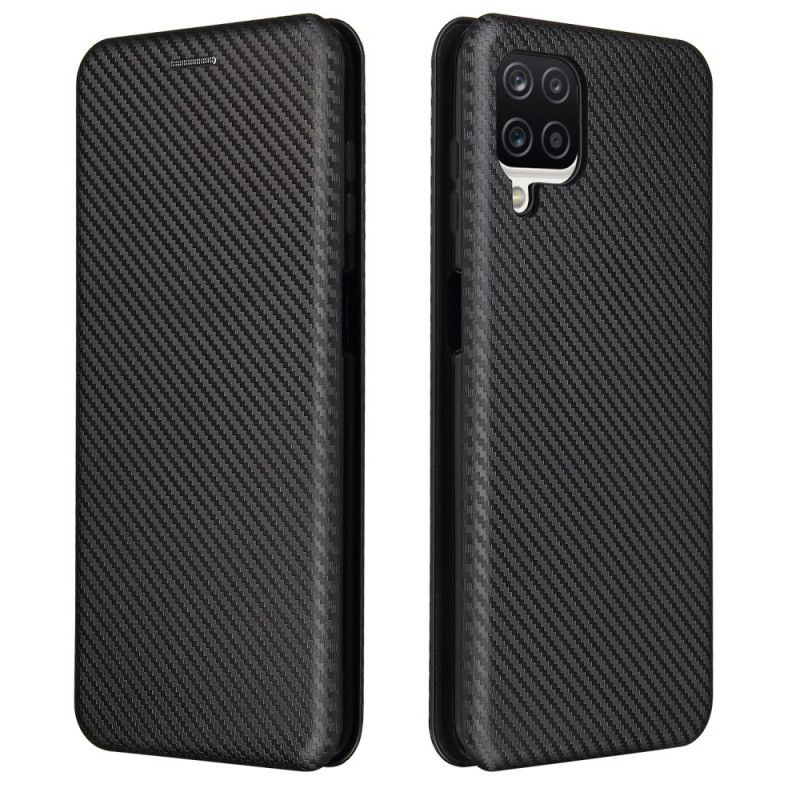 Flip Case Samsung Galaxy A12 Schwarz Kohlefaser