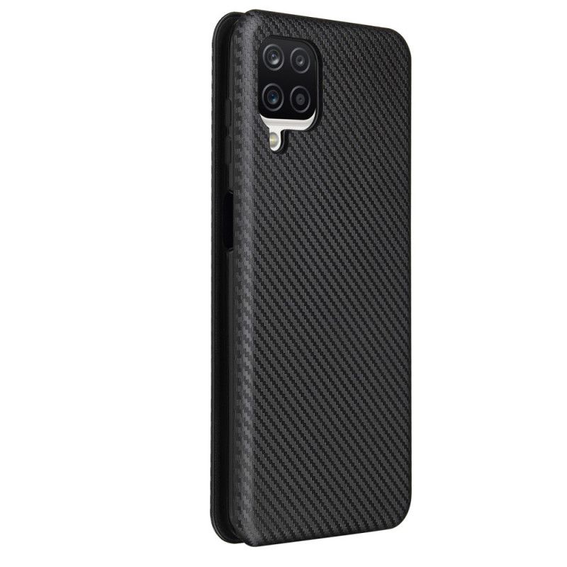 Flip Case Samsung Galaxy A12 Schwarz Kohlefaser