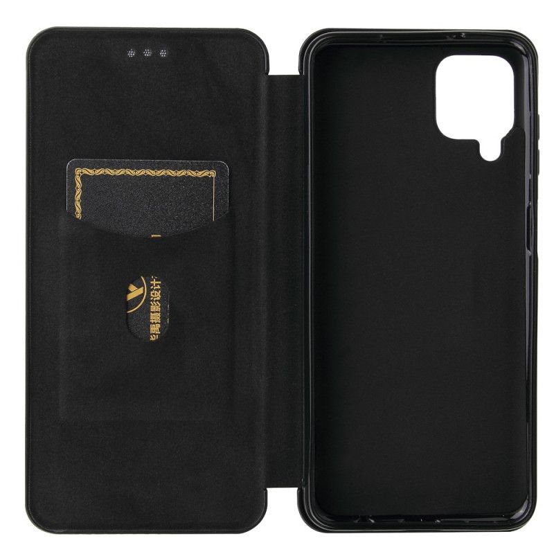 Flip Case Samsung Galaxy A12 Schwarz Kohlefaser