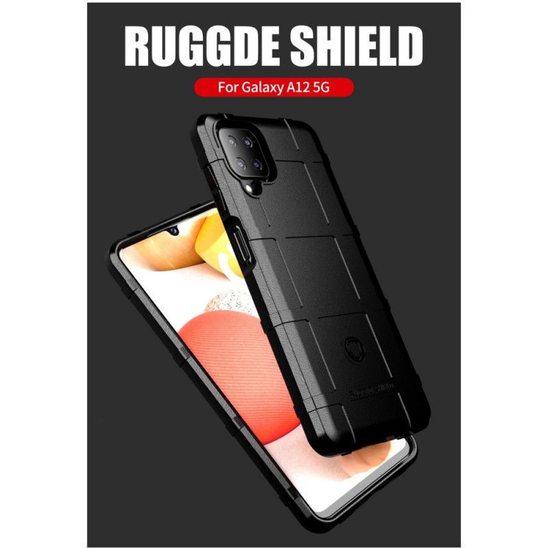 Hülle Für Samsung Galaxy A12 Schwarz Robuster Schild