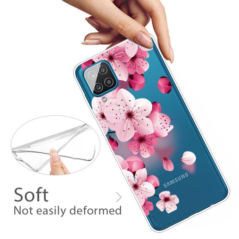 Hülle Samsung Galaxy A12 Kleine Rosa Blüten