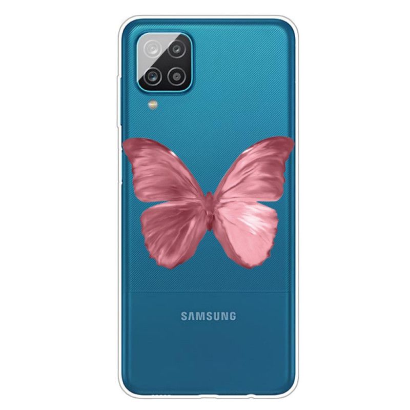 Hülle Samsung Galaxy A12 Pink Wilde Schmetterlinge