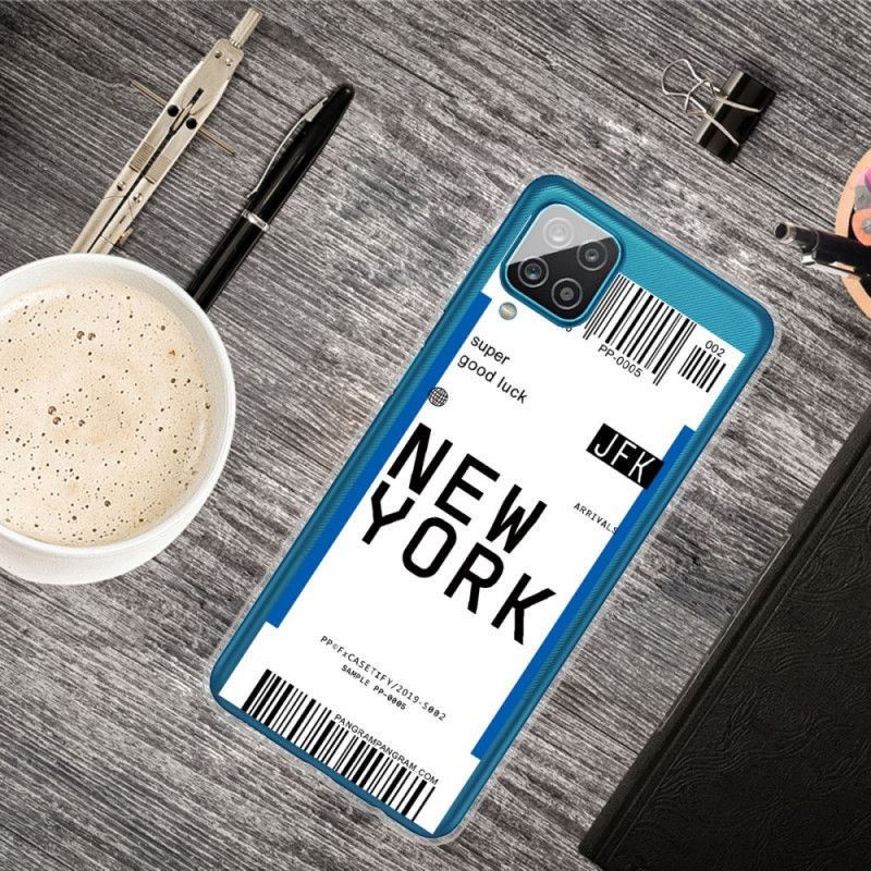 Hülle Samsung Galaxy A12 Schwarz Bordkarte Nach New York