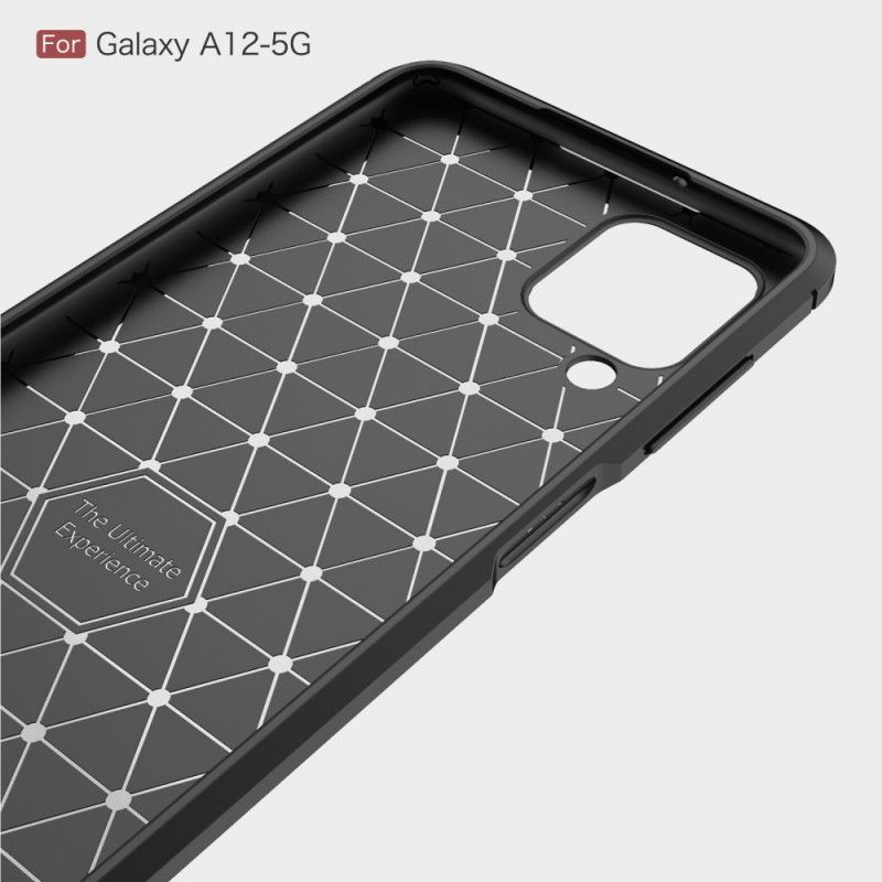 Hülle Samsung Galaxy A12 Schwarz Gebürstete Kohlefaser