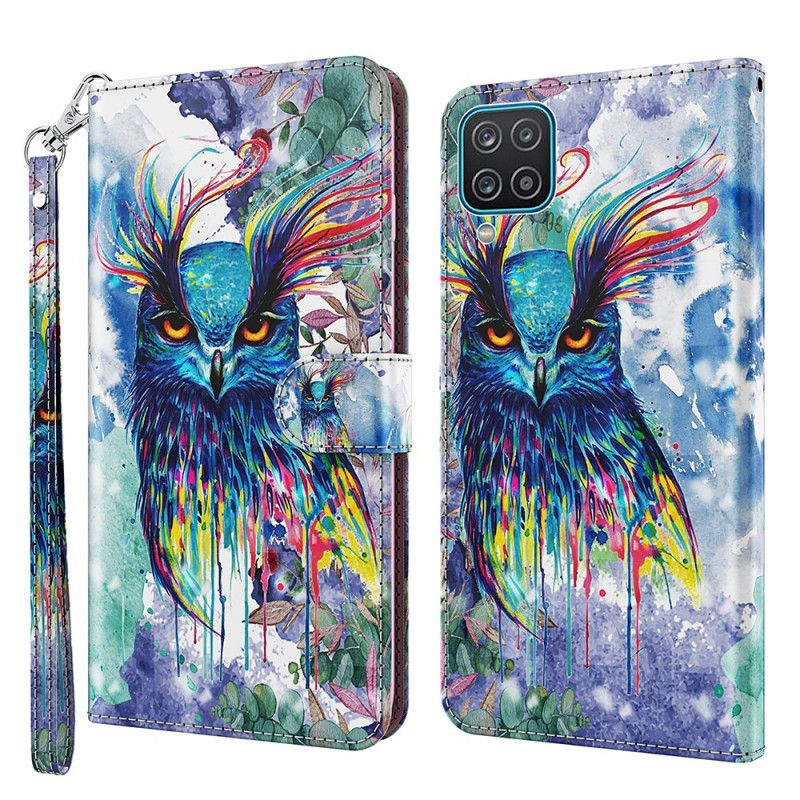 Lederhüllen Für Samsung Galaxy A12 Aquarellvogel