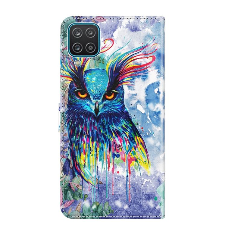 Lederhüllen Für Samsung Galaxy A12 Aquarellvogel