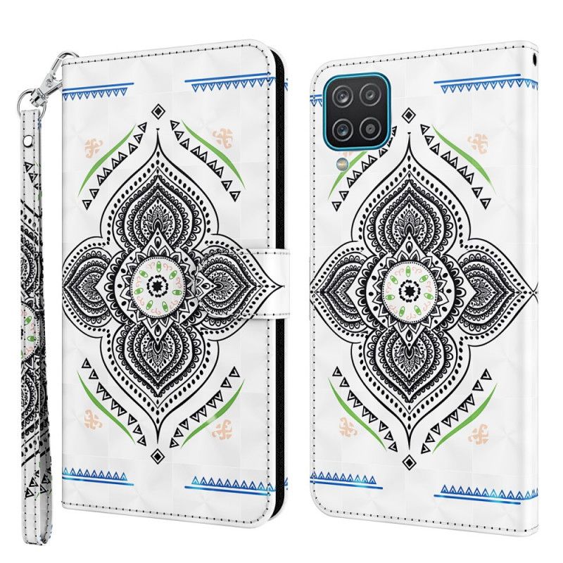 Lederhüllen Samsung Galaxy A12 Lichtpunkte Mandala Mit Riemen