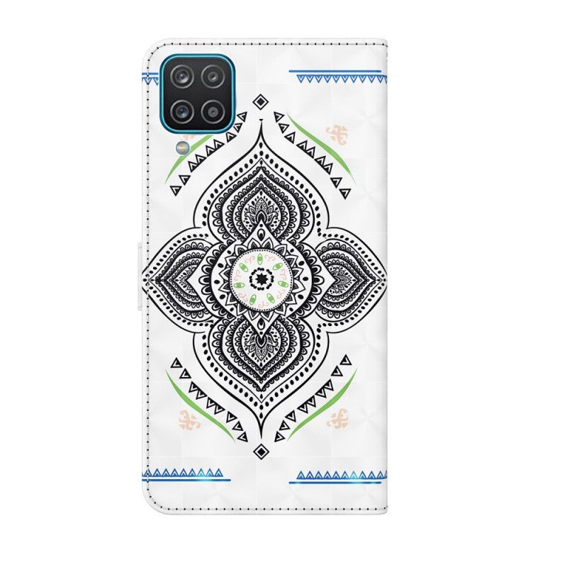 Lederhüllen Samsung Galaxy A12 Lichtpunkte Mandala Mit Riemen