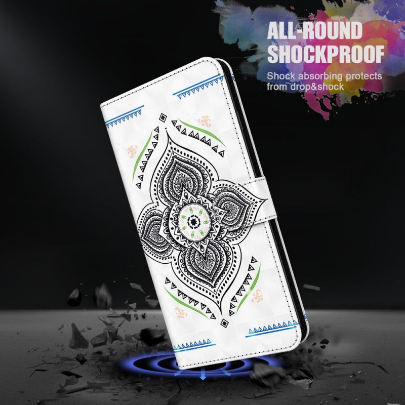 Lederhüllen Samsung Galaxy A12 Lichtpunkte Mandala Mit Riemen