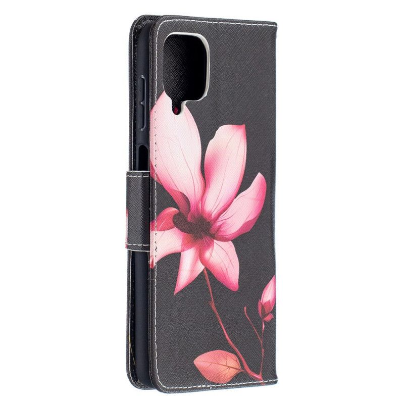 Lederhüllen Samsung Galaxy A12 Rosa Blume