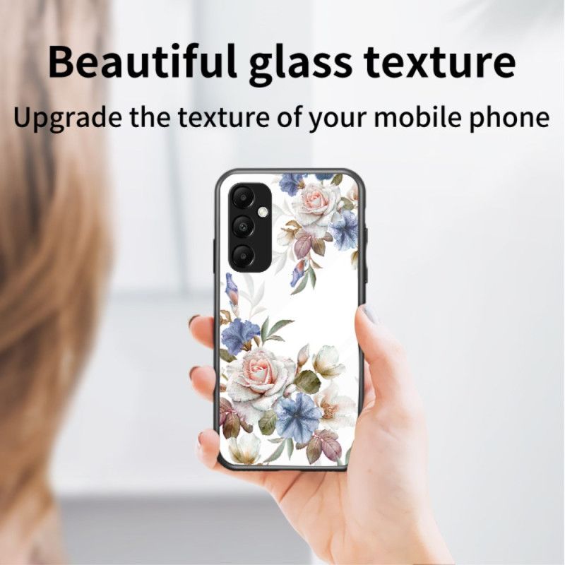 Hülle Für Samsung Galaxy A55 5g Halter Aus Gehärtetem Glas Mit Blumenmuster