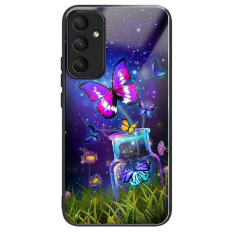 Hülle Samsung Galaxy A55 5g Handyhülle Flasche Und Schmetterling Aus Gehärtetem Glas