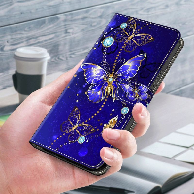 Lederhüllen Für Samsung Galaxy A55 5g Diamant-schmetterlinge