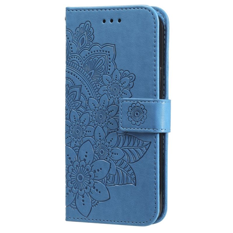 Lederhüllen Samsung Galaxy A55 5g Handyhülle Blumenmandala Mit Riemen