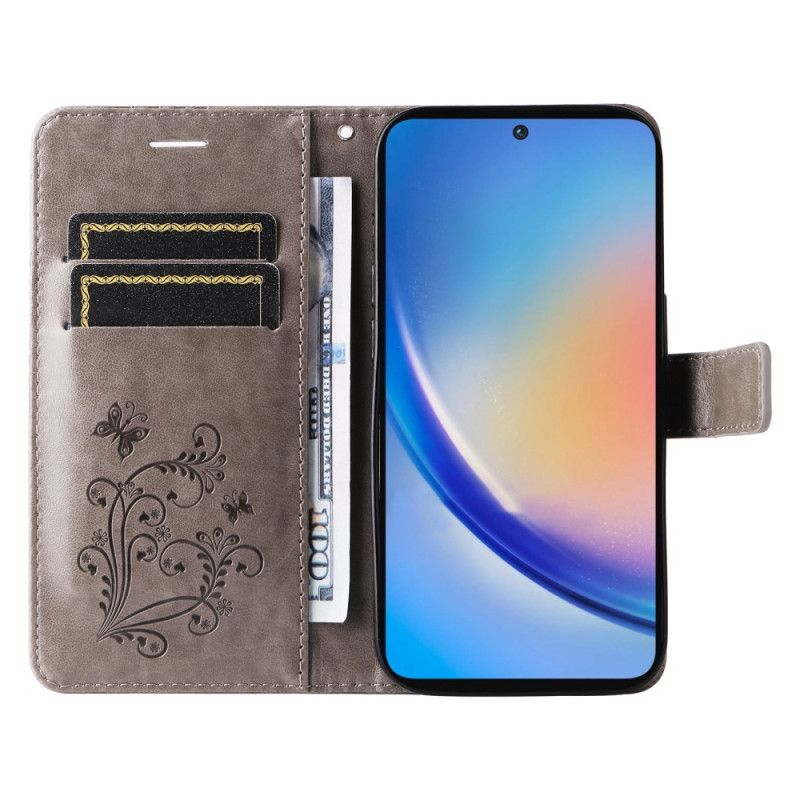 Lederhüllen Samsung Galaxy A55 5g Handyhülle Riesenschmetterlinge Mit Riemen