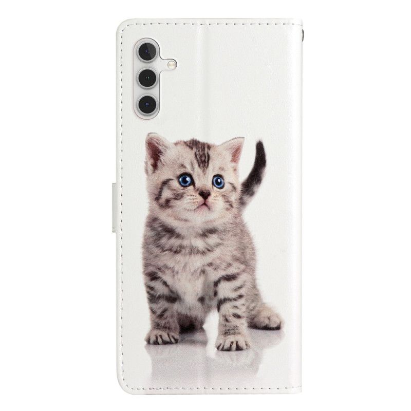 Lederhüllen Samsung Galaxy A55 5g Kleine Katze Mit Riemen