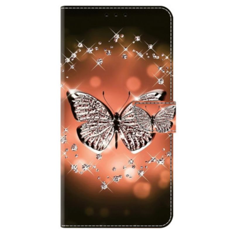 Lederhüllen Samsung Galaxy A55 5g Kristallschmetterling