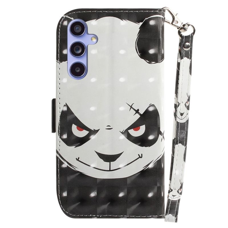 Lederhüllen Samsung Galaxy A55 5g Wütender Panda Mit Riemen