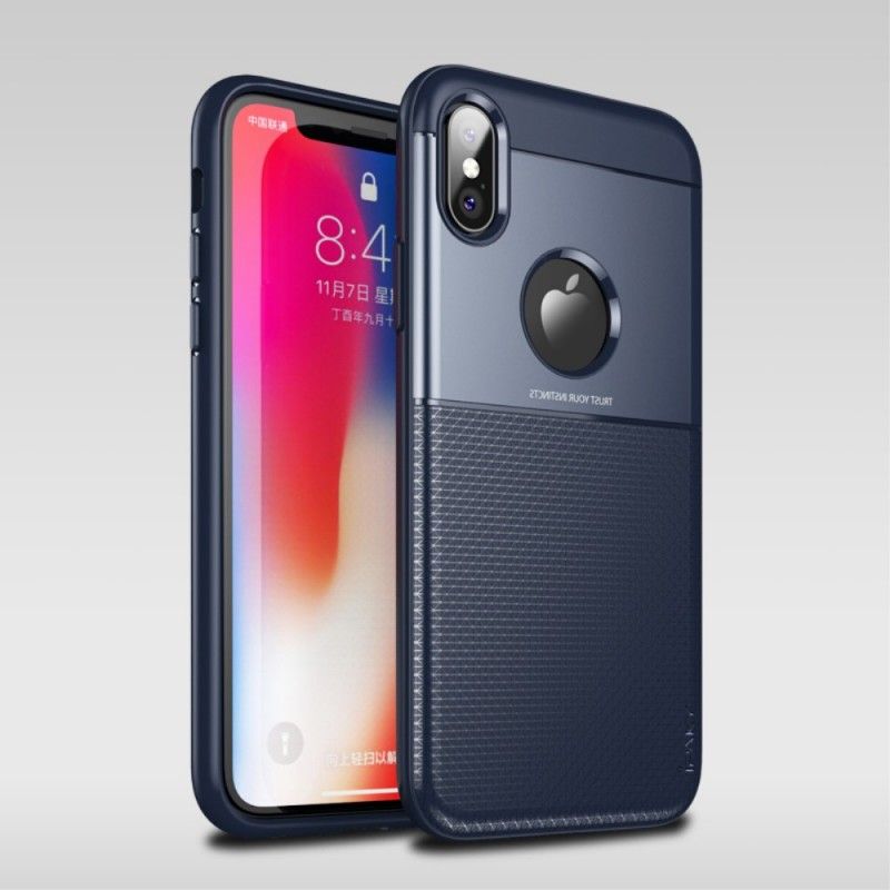 Hülle iPhone XS Braun Ipaky Kohlefaser