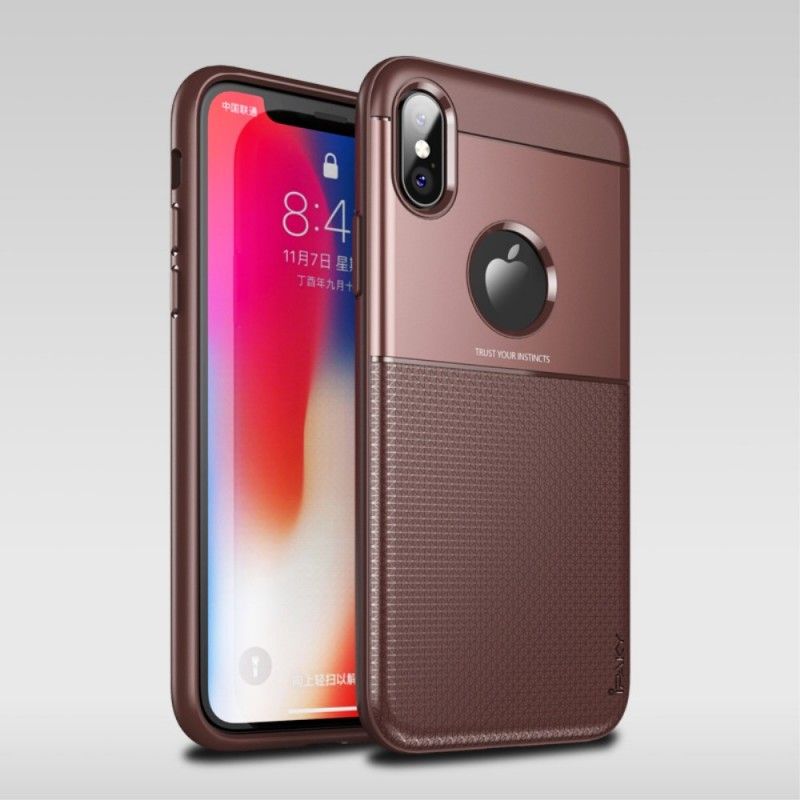 Hülle iPhone XS Braun Ipaky Kohlefaser