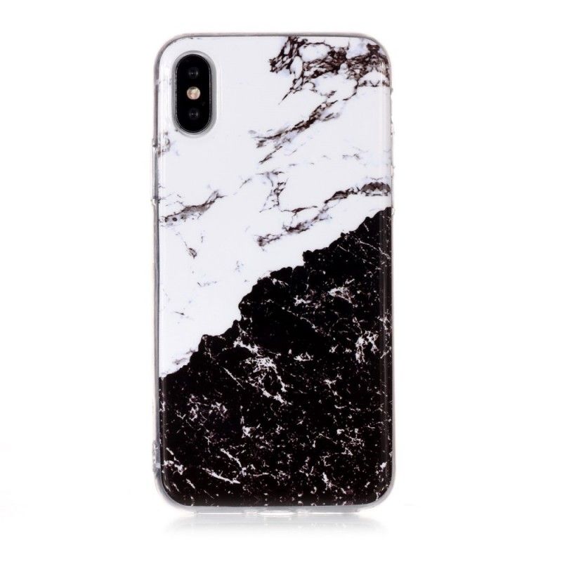 Hülle iPhone XS Schwarz Dunkler Marmor