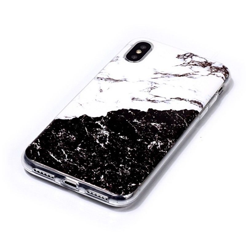 Hülle iPhone XS Schwarz Dunkler Marmor