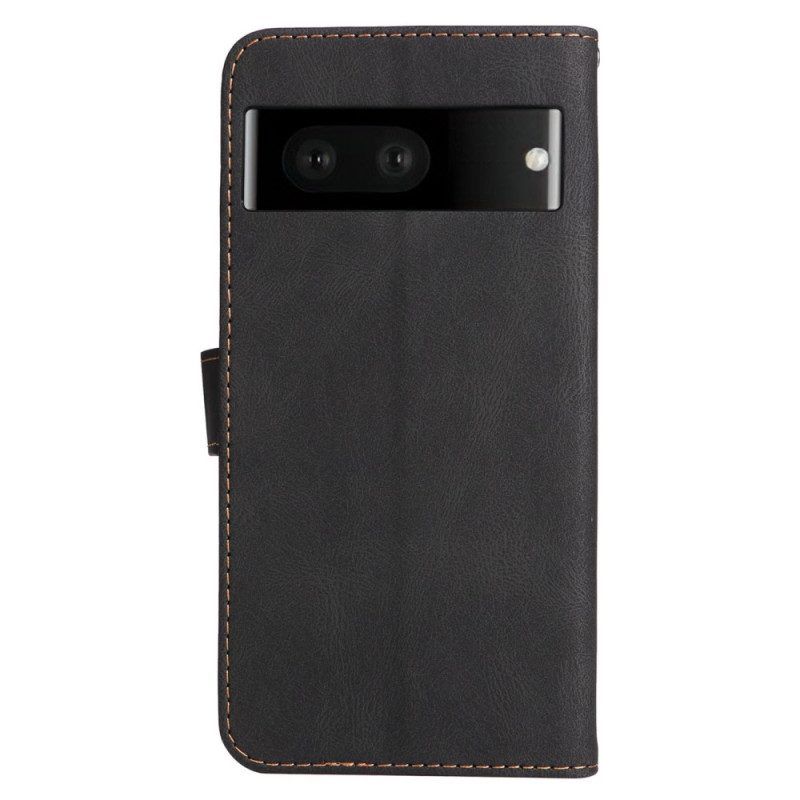 Flip Case Für Google Pixel 7 Mit Kordel Dreifarbiges Armband