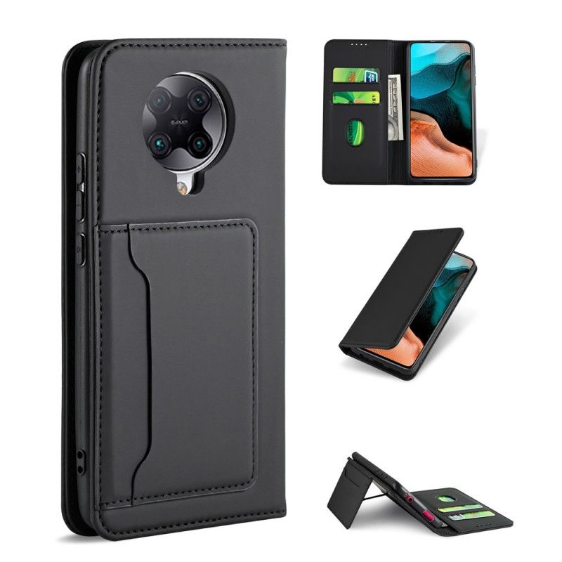 Flip Case Für Xiaomi Poco F2 Pro Schwarz Inhaber Einer Unterstützungskarte